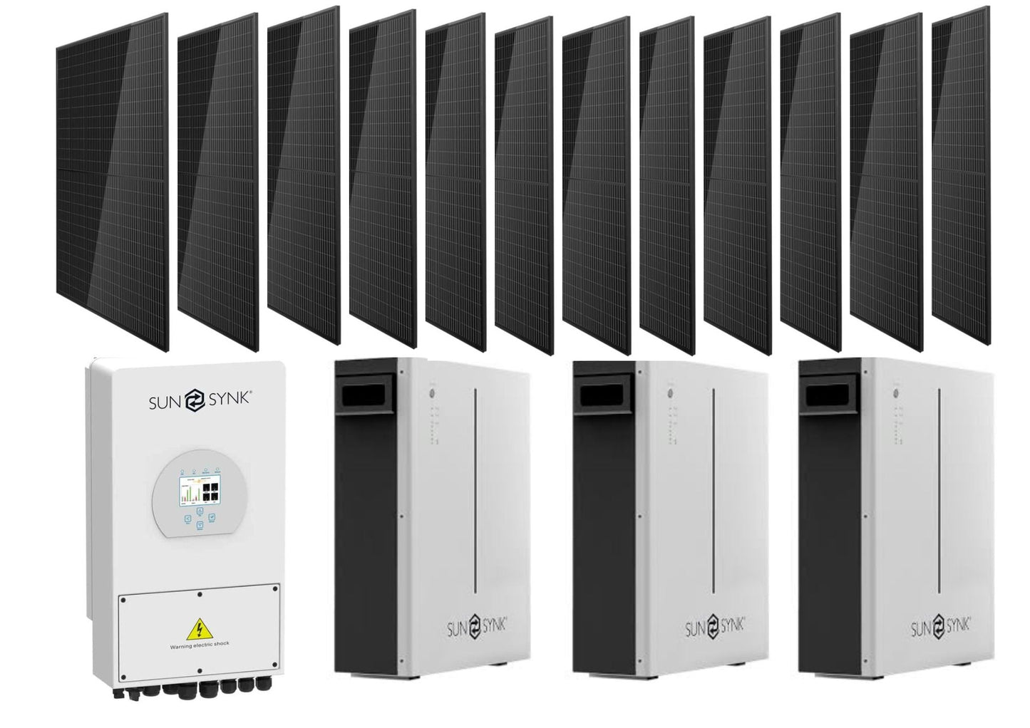 12KVA SUNSYNK HYBRID INVERTER PLUS SUNSYNK LITHIUM BATTERY AND SOLAR PANELS FULL KITT - SF12KW-SUNSYNK KITT SP FK
