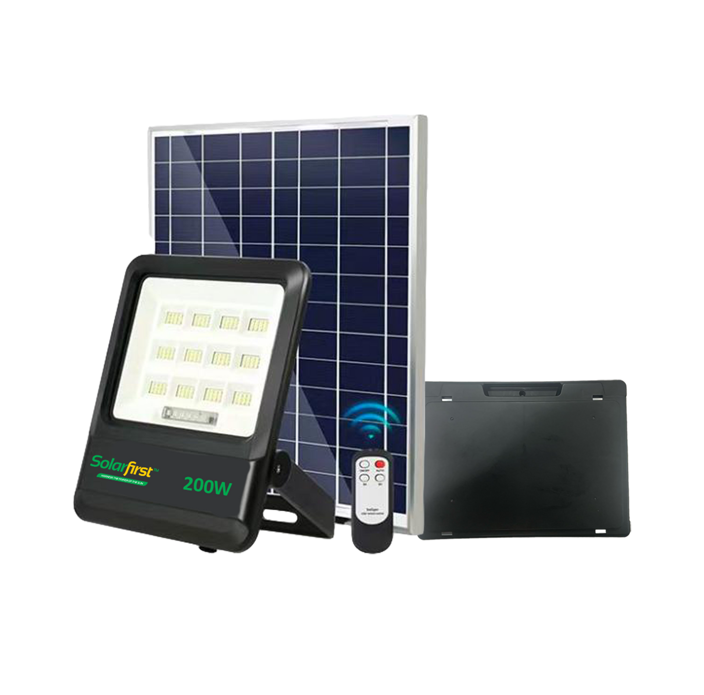 Solarfirst 200W Slim Line Black Dual Purpose Portable Solar Flood Light - SFSLBP200W