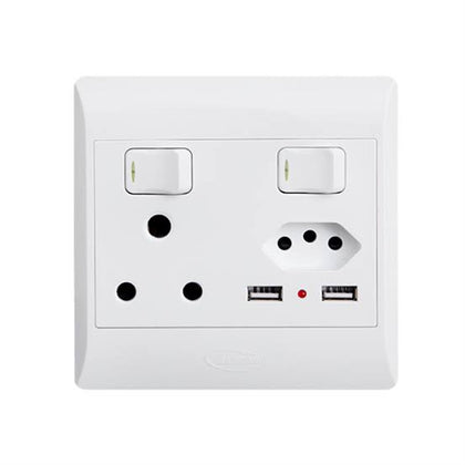Switched Socket 16A + 10A + 2USB - K1-CN-K026