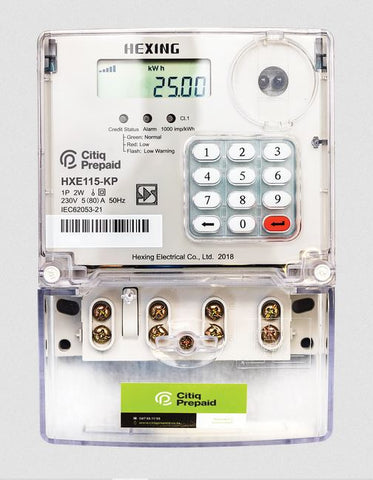 HEXING SINGLE PHASE PREPAID METER (No Comms) - SFHXW115-KP