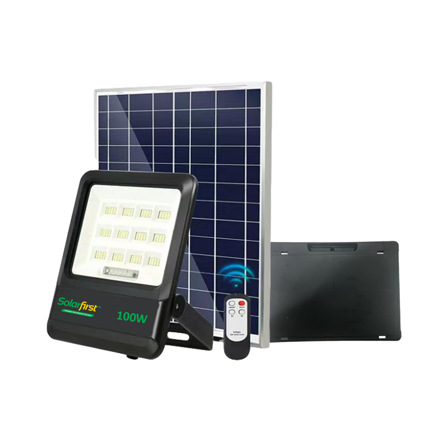 Solarfirst 100W Slim Line Black Dual Purpose Portable Solar Flood Light - SFSLBP100W
