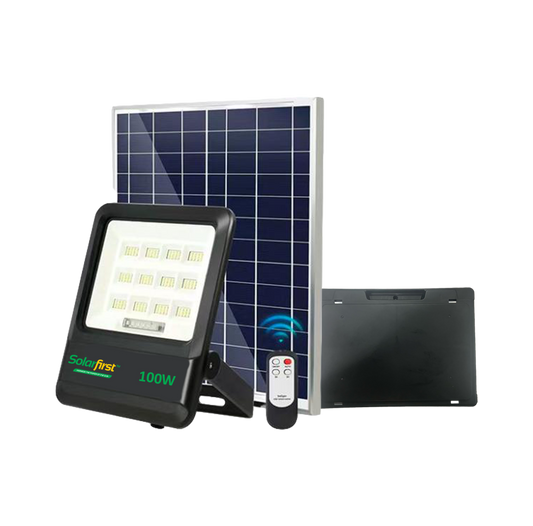 Solarfirst 100W Slim Line Black Dual Purpose Portable Solar Flood Light - SFSLBP100W