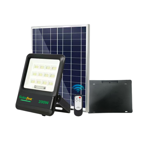 200W Slim Line Black Dual Purpose Portable Solar Flood Light - SFSLBP200W